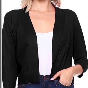 Cielo Solid, Open Front 3/4 sleeve Cardigan
